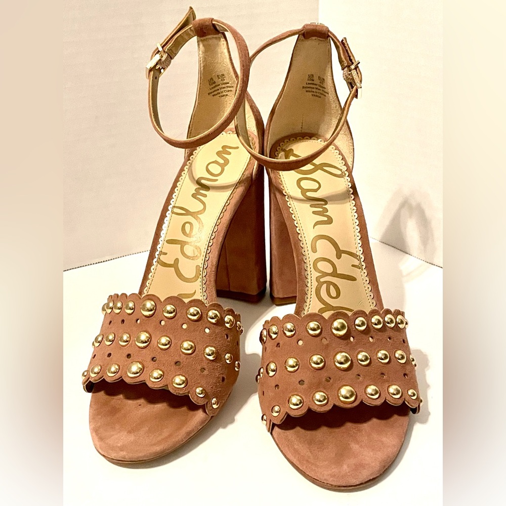 Sam Edelman Women’s Size 10 Yaria Dusty Rose/Tan-ish Studded Block Heel